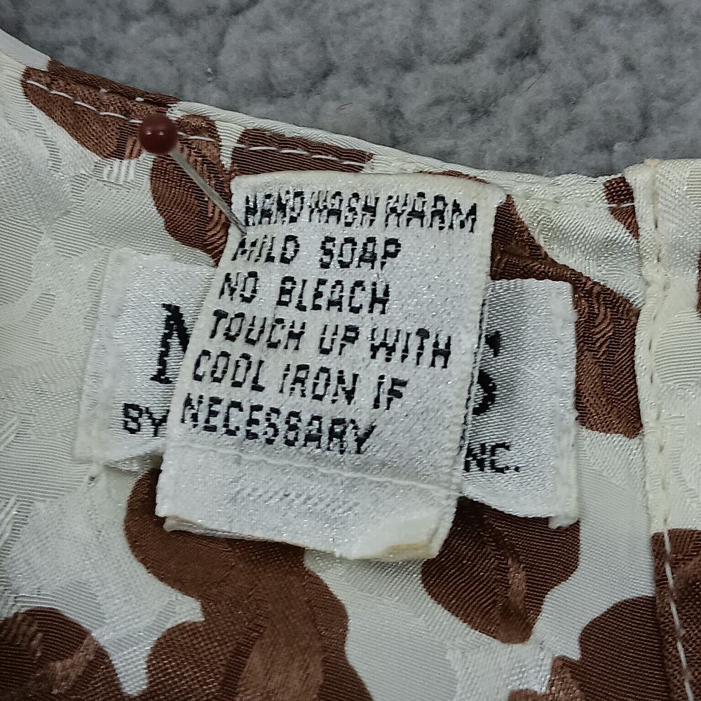 Vintage Marlis Animal Print Blouse Size 12 Brown and White Long Sleeve - Picture 8 of 11